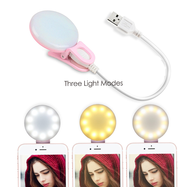 SF02 Portable Rechargeable MINI Phone Selfie Ring LED Fill L