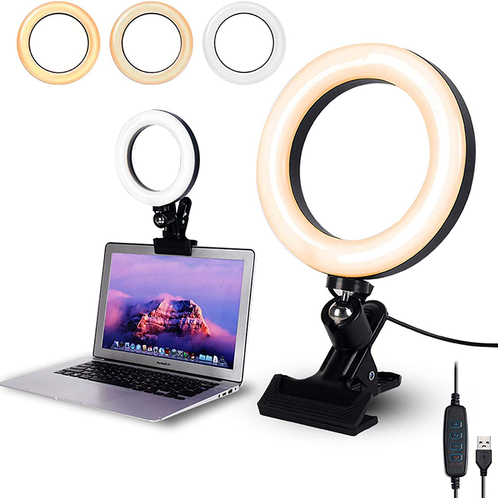 L22 6 inch 8 inch clip on Selfie Ring Light with Clamp Mount