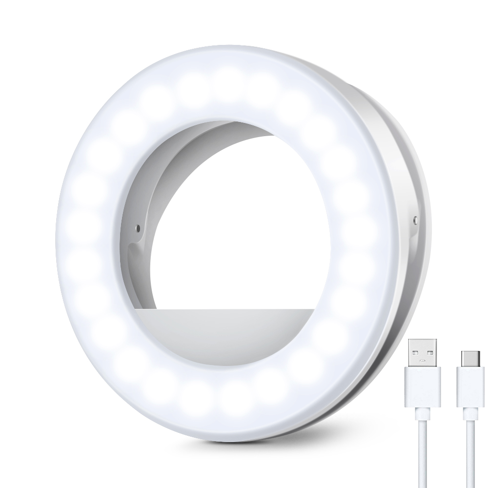 L05 Selfie Ring Light Phone Clip 40 LED Rechargeable 3 Color