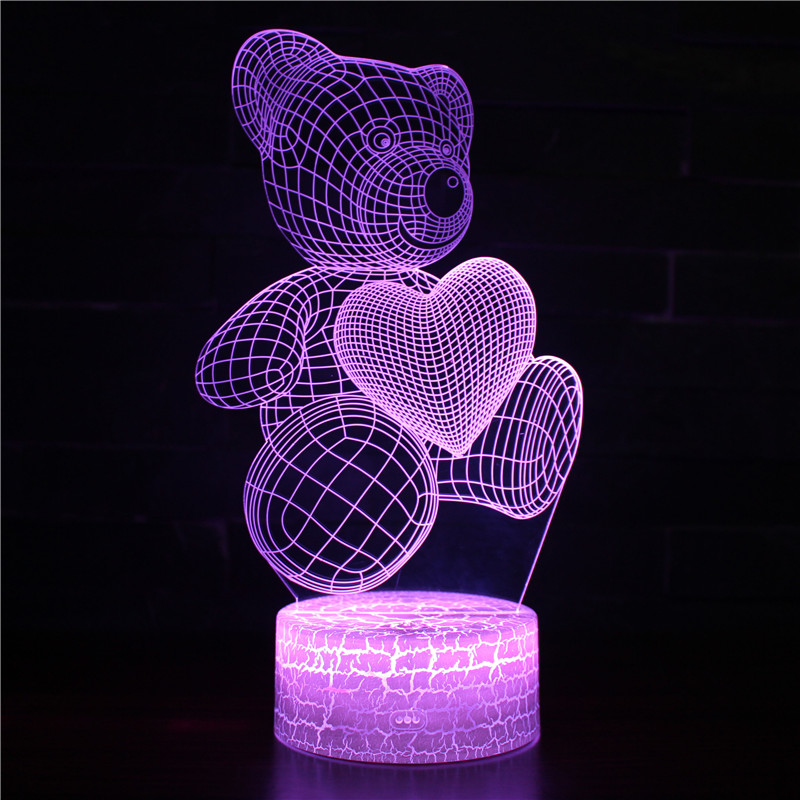 KL-YD Cute Bear 3D Night Lights Optical Illusion Lamps LED A