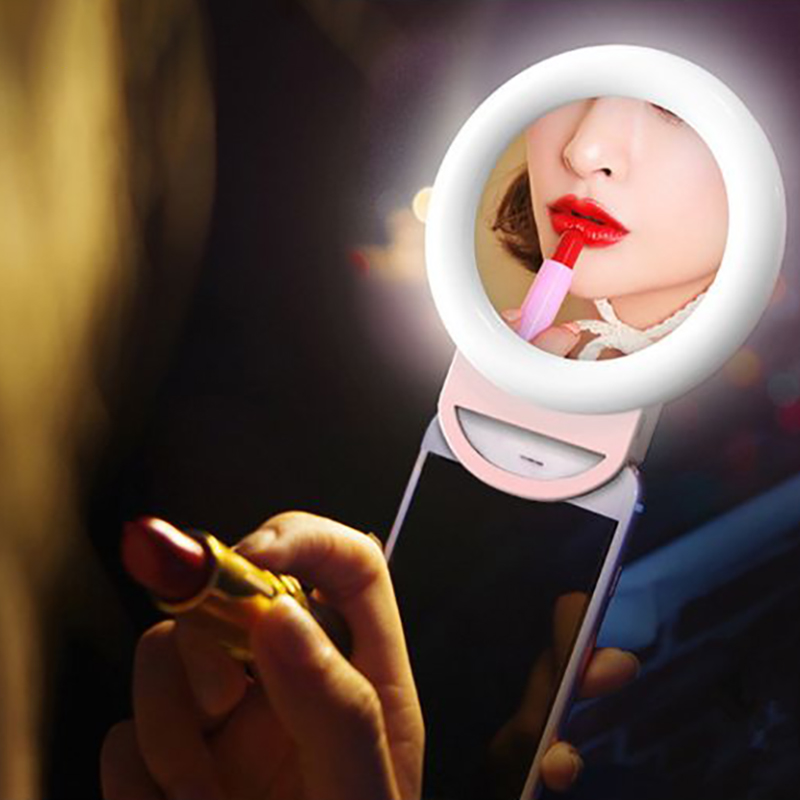 HR-20 Makeup Mirror Rechargeable LED Selfie Mirror Ring Ligh