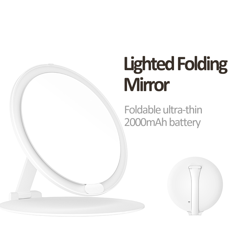 2000mah USB Rechargeable Travel Makeup Mirror Folding Travel